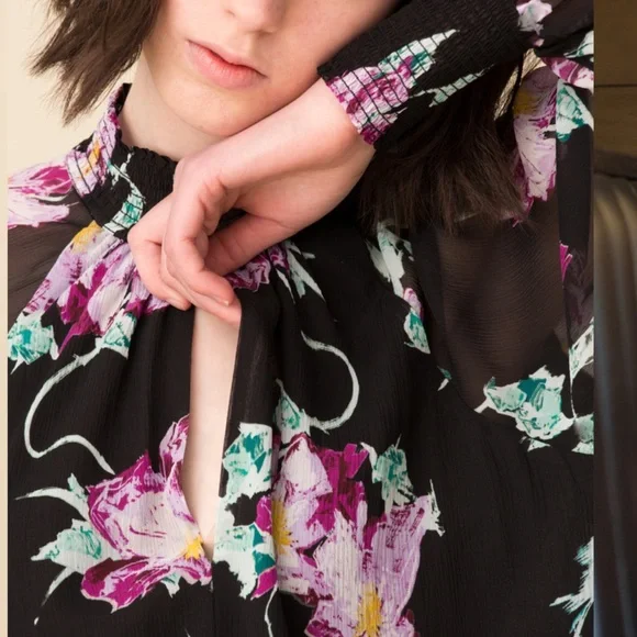 A.L.C. VENETIA TOP Black Floral Blouse - Picture 9 of 13